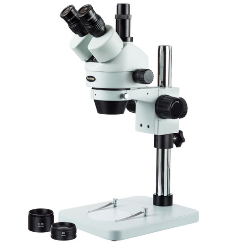 New AmScope 3.5X-90X Zoom Trinocular Stereo Microscope with Table Pillar