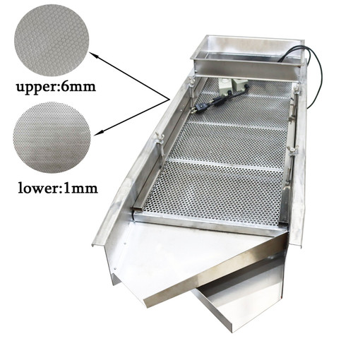 New 110V JG40-95 Stainless Steel Linear Vibrating Screen Upper 6mm Lower