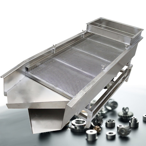 New 220V Linear Vibrating Sieve Screen 6mm&3mm Double Layer Stainless Steel