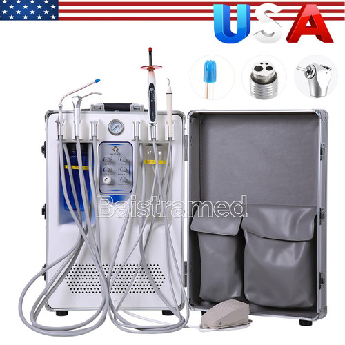 New Portable Mobile Dental Unit Rolling Air Compressor Suction LED Light