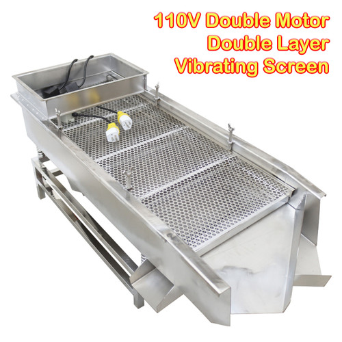 New 110V Double Motor Linear Vibrating Sieve Screen Machine 10mm 5mm Double