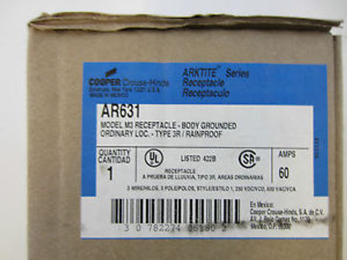 Crouse Hinds Ar631 60 Amp Arktite Receptacle  3W 3P New