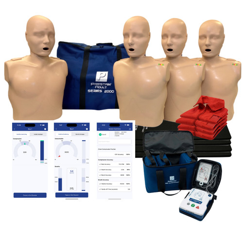 New Series 2000 Adult CPR Manikin 4-Pack w. Advanced Feedback, AED