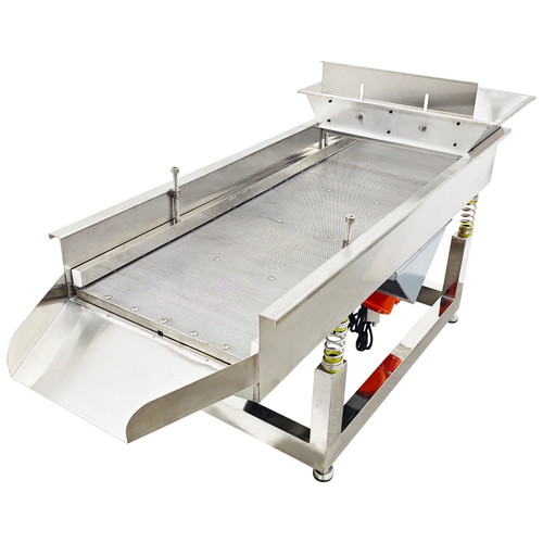 New 110V Stainless Linear Vibrating Screen(1mm)120WX2 Motor Straight Sieve