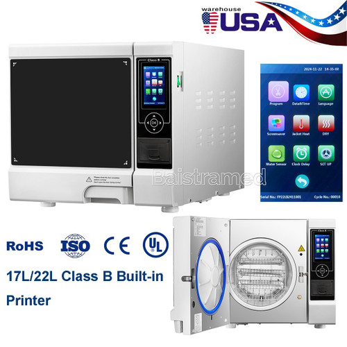 New 22L/18L Dental Class B steam sterilizer autoclave wIth built-in printer