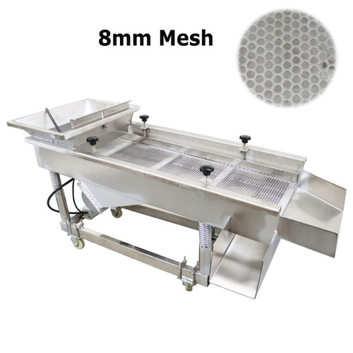 New 220V Single-layer Linear Vibrating Screen Sifter 8mm Round Hole Sieve