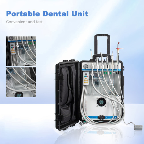 New Dental Portable Air Compressor Unit With Curing light & Scaler 4Holes