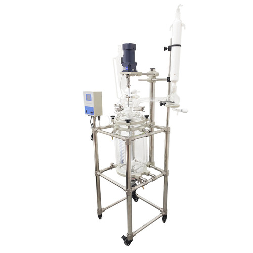 New 10L Jacketed Reactor Vessel Double-Layer High Borosilicate Glass