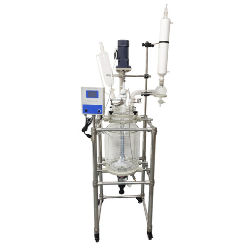 New 110V 20L Double Glass Reactor Lab Extractive Distillation Jacketed