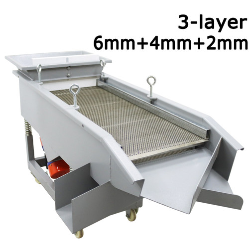 New 220V Commercial Linear Vibrating Screen 6mm 4mm 2mm Screen 3 Layers