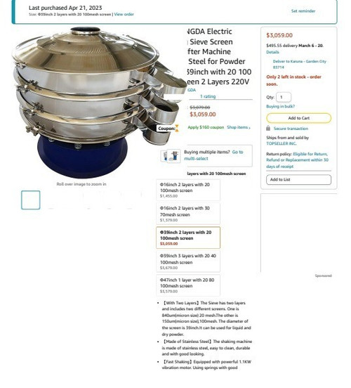 New Mechanical Electric Sieve Vibrating Sieve Machine Powder Shaker 40 and