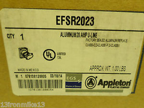 New Appleton Efsr2023 20-Amp Explosion Proof Receptacle 20A 125Vt Ecp2023 Nib