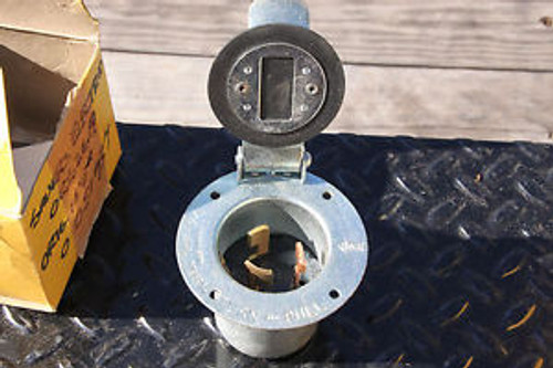 Hubbell Flanged Inlet With Cover Twist-Lock 2 Pole- 3 Wire 50A-250Vdc 50A-600Vac