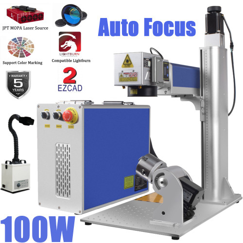 New 100W Auto Focus JPT M7 Fiber Laser Marking Engrave Machine Lightburn