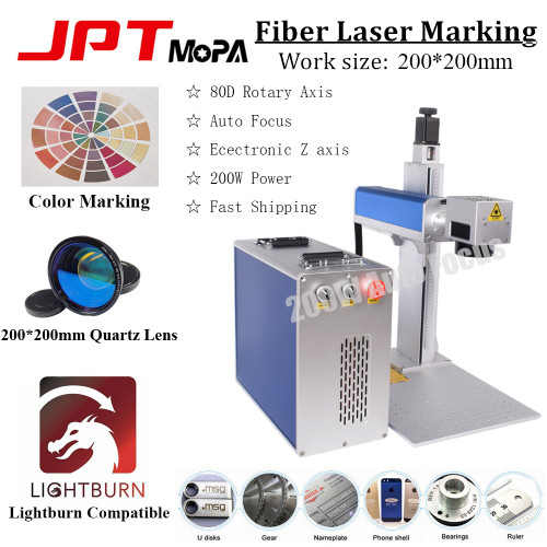New 200W JPT Mopa Fiber Laser Marking Engraver Machine Workwith Lightburn