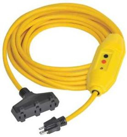 Gfci In-Line Cord Set, Tri-Cord, Voltage 125, Poles 2, Wires 3, Amps 15, Yellow