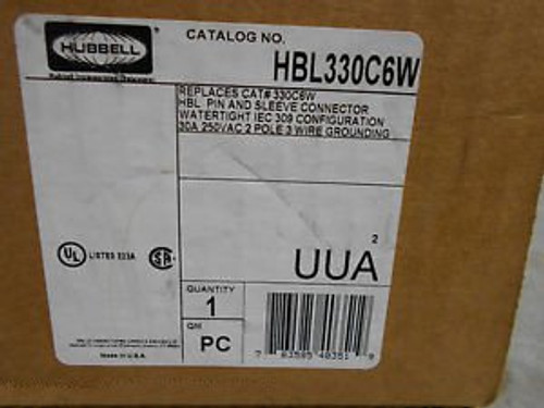 Hubbell Hbl330C6W 30 Amp 2 Pole 3 Wire 250V Connector