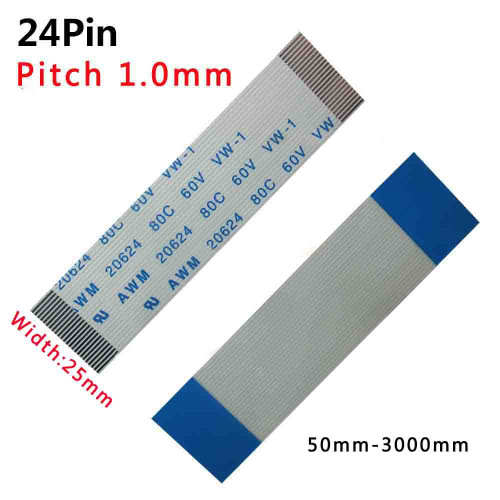 Pitch 1.0mm 24-pin 24p Ffc/fpc Flexible Flat Cable 80c 60v Vw-1 50-3000mm W 25mm