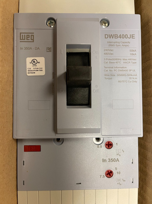 Breaker, Weg 350amp Dwb400je350-3da 13303340 350a 14ka 480v Factory Hardware Inc