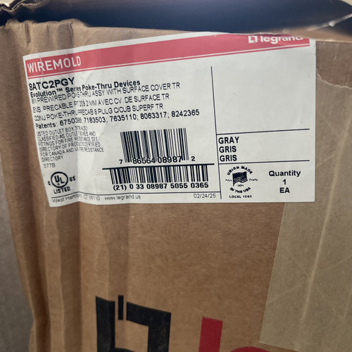 Legrand Wiremold 8atc2pgy Poke-thru Device for 8 Series