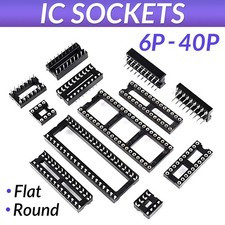 Chip Socket Dip/dil Ic Sockets Standard Low Profile Holder Round/flat Pins