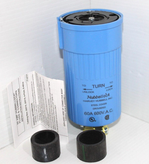 Hubbell Hbl26516 Hubbellock Connector 26516 60-amp / 60a / 600vac / 4p / 5wnew