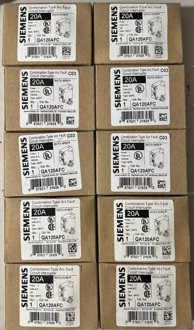 Siemens Qa120afc Arc Fault Circuit Interrupter, Combination Type, 10-pack