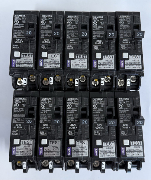 10 Pcs Siemens Qf120an 20a Plug-in Circuit Breaker