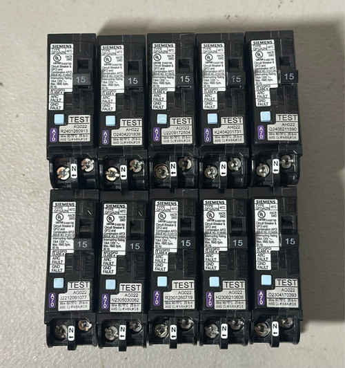 10 Pcs Siemens Q115dfn 15a 120v Afci/gfci Dual Function Plug-in Circuit Breakers