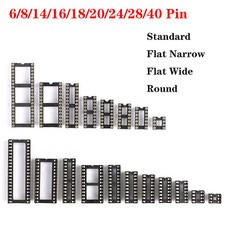 Dip/dil Ic Sockets Chip Socket Standard Low Profile Holder Round/flat Pins