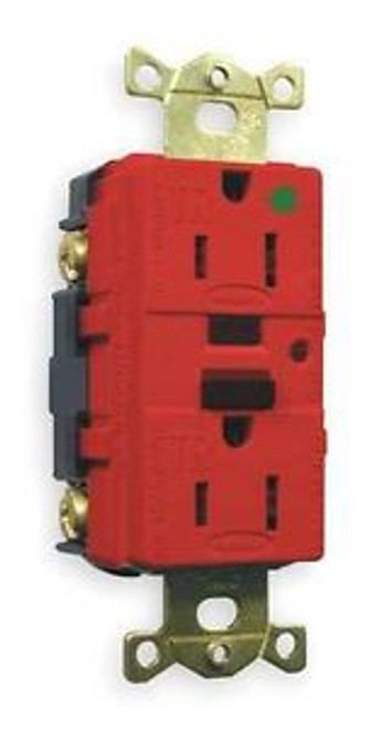 Hubbell Wiring Device-Kellems Gfr8200Rtr Gfci Receptacle, 15A, Hospital, Red