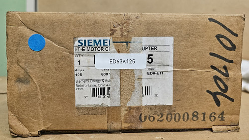 New SIEMENS ED63A125 CIRCUIT BREAKER 125 Amp 3 Pole - Product Image