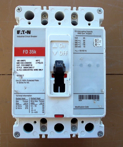 Refurbished EATON FD3100BP10 circuit breaker, 42b NA - Product Image