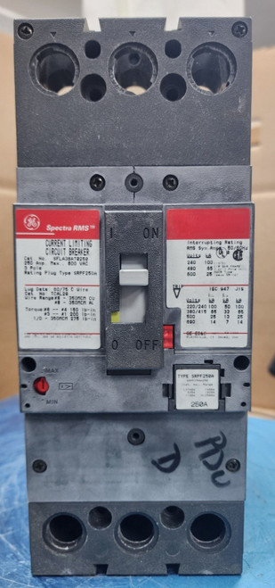 Used ? GE GENERAL ELECTRIC 250A SPECTRA CIRCUIT BREAKER 600V SFLA36AT0250 W TRIP - Product Image