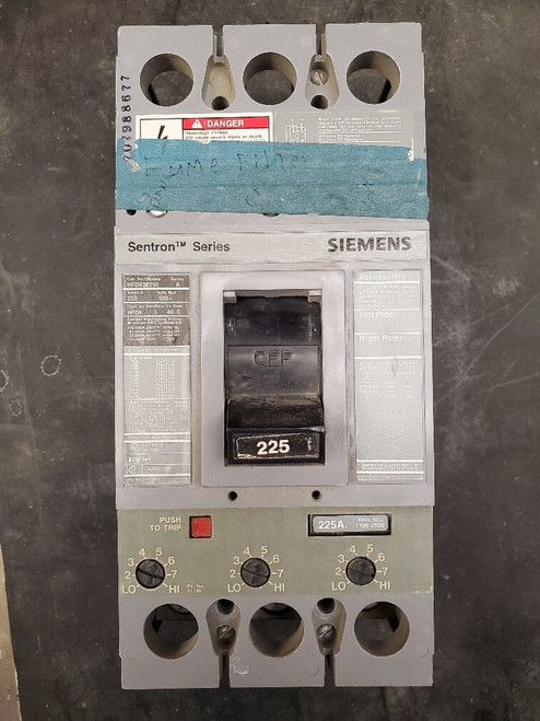 Used HFD63F250 225a Trip Siemens Breaker - Product Image