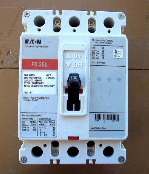 Refurbished EATON FD3100BP10 circuit breaker, 42a NA - Product Image