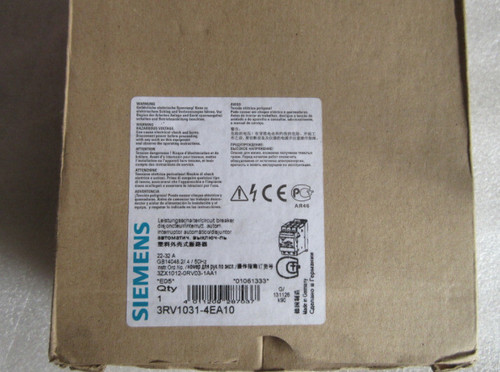 New Siemens 3RV1031-4EA10 3RV10314EA10 22-32A Circuit Breaker -New  - Product Image