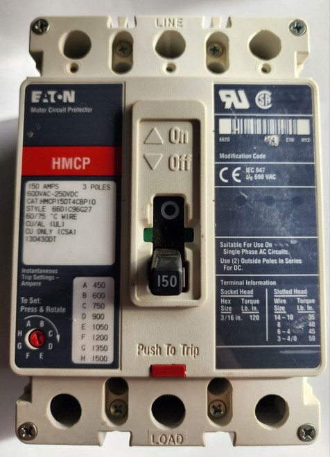 New Eaton Cutler Hammer HMCP150T4C 150Amp Motor Circuit Protector - New Take out - Product Image