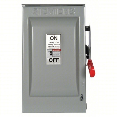New Siemens Hf362R Heavy Duty Fusible Safety Switch, 60 Amp, 600Vac,