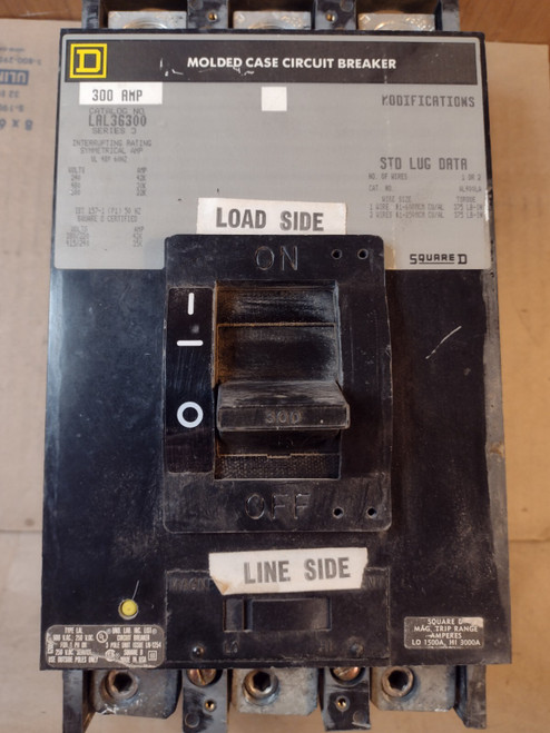 Square D Lal36300 Circuit Breaker, 300A, 600Vac, 3Ph