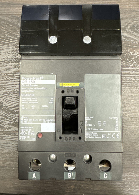 Qba32150 Square D 150 Amp 240V 3 Pole 10Ka240V I-Line Circuit Breaker