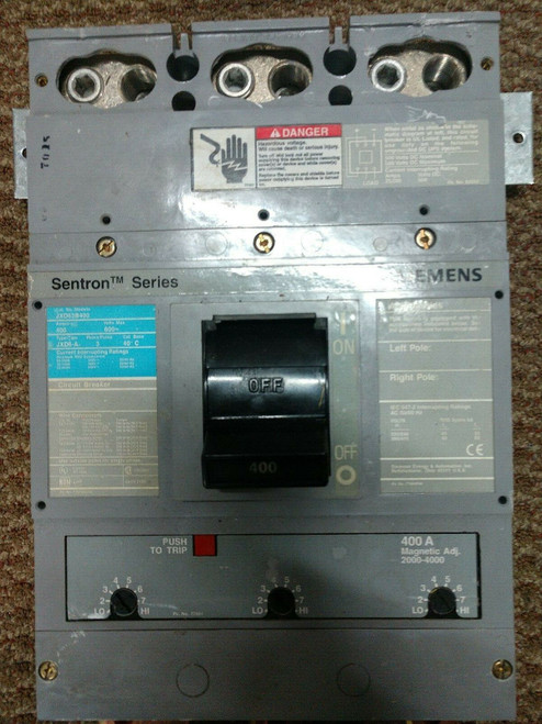Jxd63B400 Siemens Circuit Breaker 400A, 600V, 3P