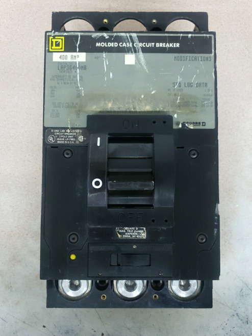 Square D 3-Pole 600Vac Max. 400A Thermal-Magnetic Circuit Breaker Lap36400Mb