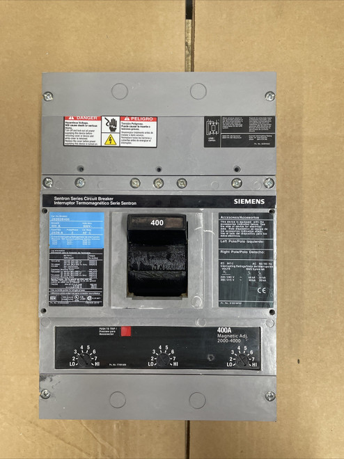 Used 1 Siemens JXD63B400 400A 600V 3 Pole Molded Case Circuit Breaker - Product Image