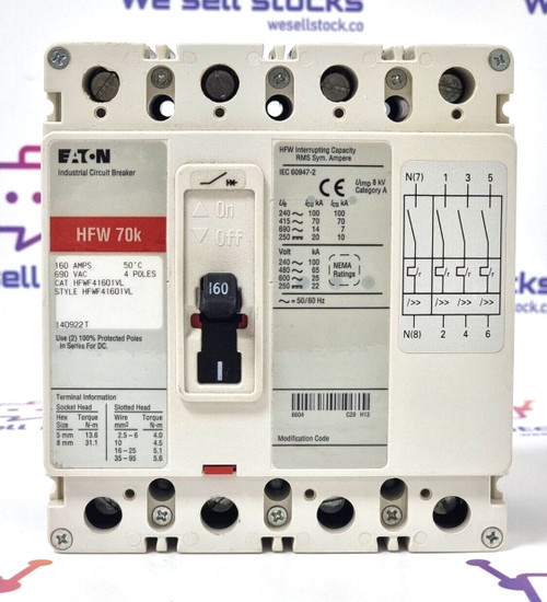 New EATON HFWF41601VL Circuit Breaker 160A - Product Image