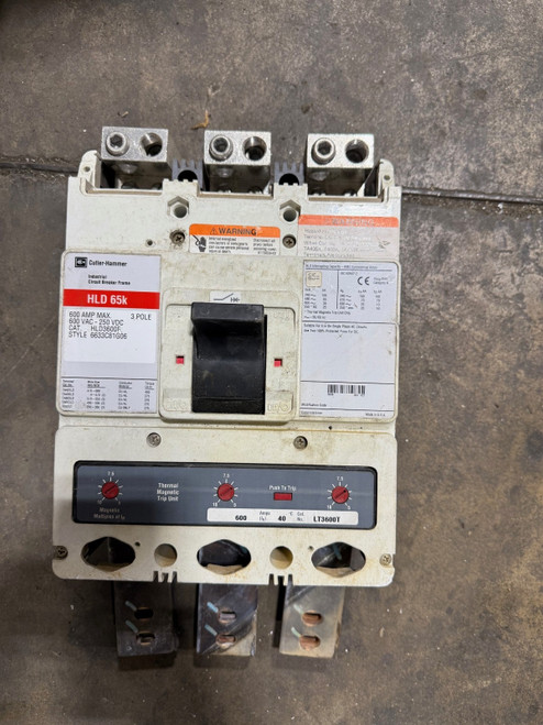Used USED Cutler Hammer 600 amp breaker - HLD3600 HLD 65k - Trip Unit LT3600F - Product Image
