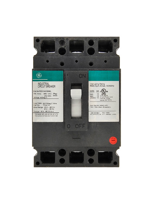 Refurbished General Electric TED134150WL 150A E Frame 480V 3P Circuit Breaker Reconditioned - Product Image