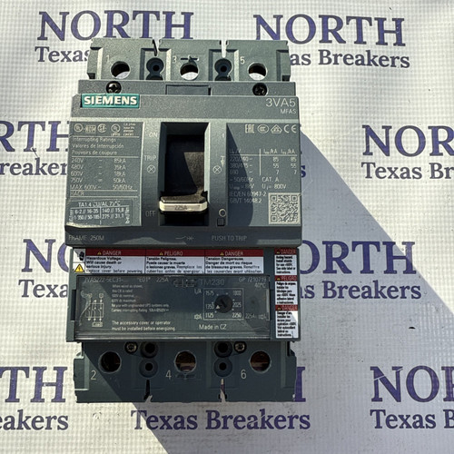 New Siemens 3VA5 3VA5222-5EC31-0AA0 3 Pole 225 Amp 600V Circuit Breaker - Product Image