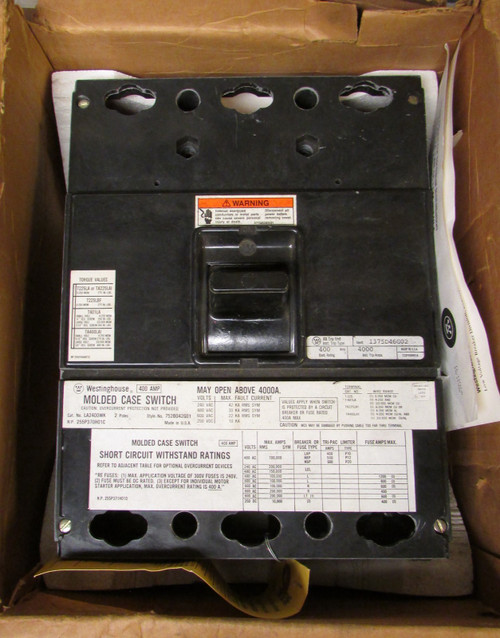 New WESTINGHOUSE LA2400WK Type LA Molded Case Switch 2 Pole 400 Amp - Product Image