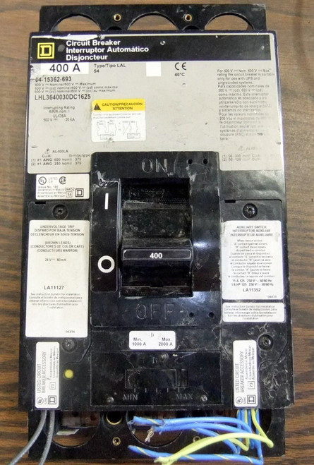 Used Square D 400A Circuit Breaker LHL3640030DC1625 - Product Image